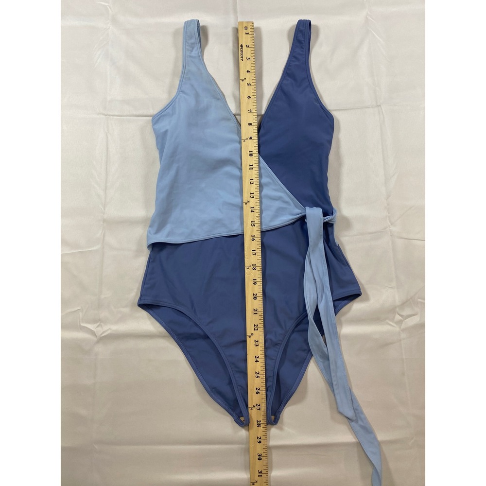 Summersalt The Perfect Wrap One Piece Swimsuit Blue Colorblock Size 6 Long 6LT - Picture 5 of 8